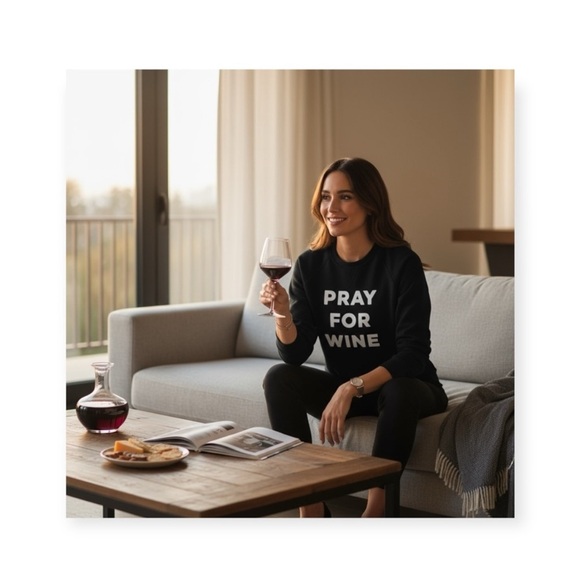 new The Laundry Room ☻︎ Super Soft Pray 4 Wine Graphic Sweatshirt ☻︎ Jet Black S - Picture 15 of 16